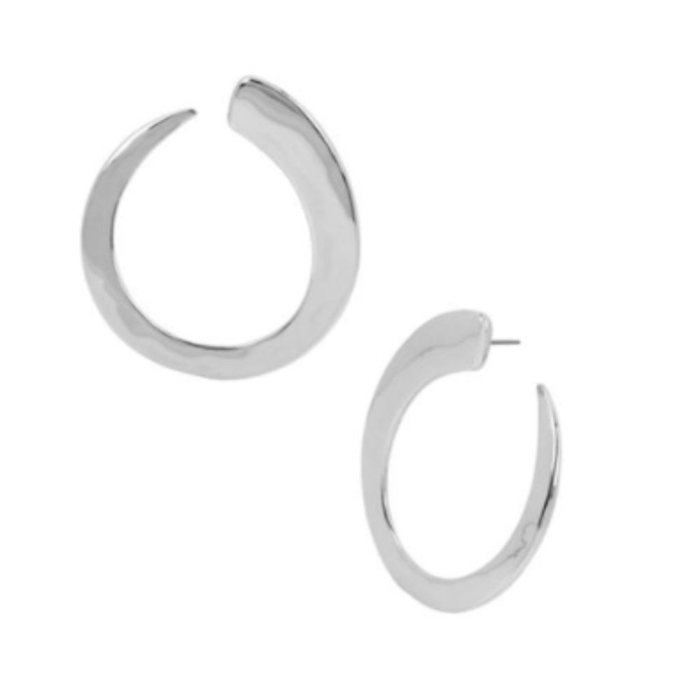 Robert Lee Morris Soho Hammered Circular Hoop Earrings-SILVER